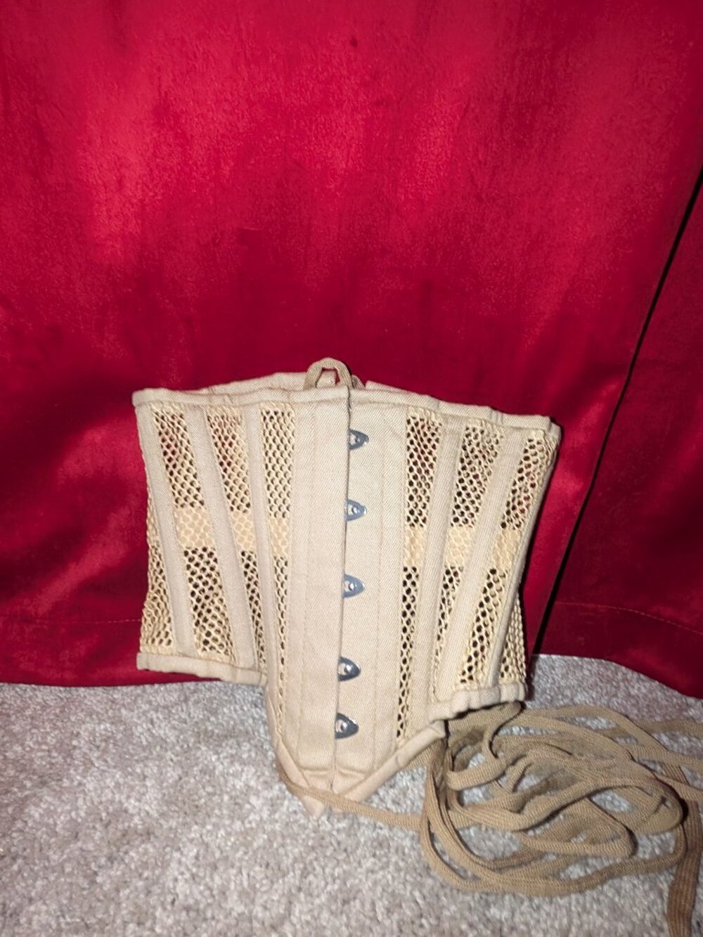 Waist Training Corset with Laces Mesh Boning and Clasps Nude Shapewear